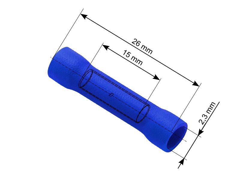 Konektor łącznik izolowany  3,2/26mm niebiesk zdjęcie 1