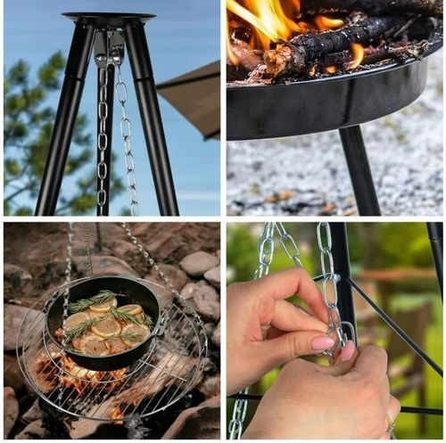 GRILL OGRODOWY WISZĄCY PALENISKO TRÓJNÓG DUŻY 50CM RUSZT + MATY WĘGLOWY na Arena.pl