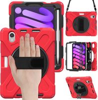 Etui do iPad Mini 6 8.3" z Podstawką i Paskiem na Ramię Czerwony