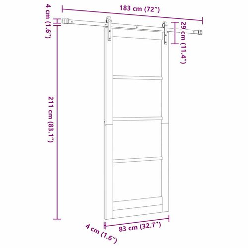 Drzwi przesuwne ORKDAL Brązowy 83 x 211 cm Lite drewno sosnowe na Arena.pl