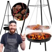 TG72009 TRÓJNÓG Z RUSZTEM GRILL OGRODOWY PALENISKO OGRODOWE GRILL WISZĄCY