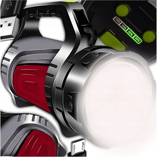 MOCNA LATARKA AKUMULATOROWA SZPERACZ LED POWERBANK ŁADOWANIE TURYSTYCZNA na Arena.pl