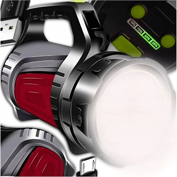 MOCNA LATARKA AKUMULATOROWA SZPERACZ LED POWERBANK ŁADOWANIE TURYSTYCZNA zdjęcie 9