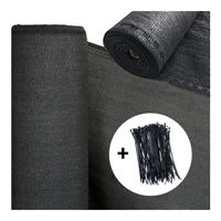 SIATKA CIENIUJĄCA 1,5x25m MASKUJĄCA OGRODZENIE 90% Czarna BLOK UV + Opaski