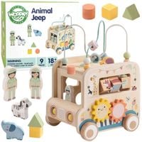 ZABAWKA AKTYWNOŚC DREWNIANY SAMOCHÓD TERENOWY