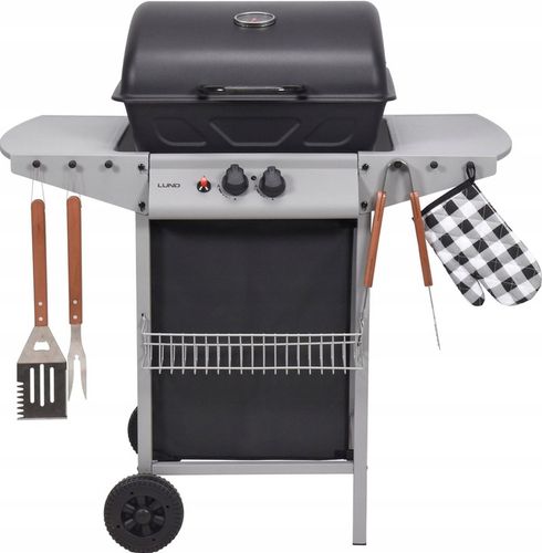 GRILL GAZOWY OGRODOWY BAVEN 2 PALNIKI, 5,5KW Z POKRYWĄ Z TERMOMETREM LUND na Arena.pl