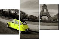 60 90CM OBRAZ 3 ELEM ŻÓŁTY CITROEN ŚCIENNY DRUK PŁÓTNO