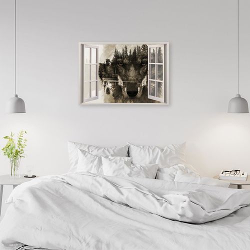 Deco Panel, Okno wilk abstrakcja 90x60 na Arena.pl