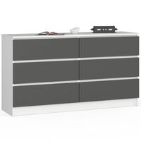 Komoda do sypialni, 6 szuflad, STILO, 140x40x77 cm, biel | TYLETEGOTU