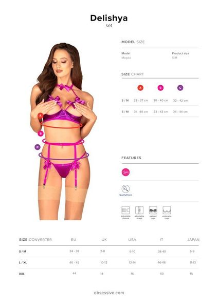 Fioletowy Zestaw 3-częściowy - Obsessive Delishya L/XL zdjęcie 5