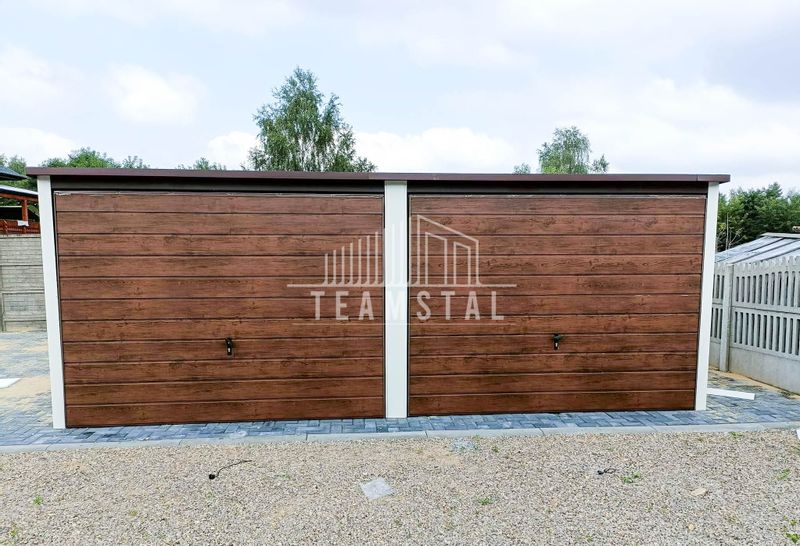 GARAŻ BLASZANY 6m x 6m poziom spad tył 2x Brama drzwi TS252 zdjęcie 6