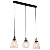 LAMPA wisząca Samanta K-8036A-3 Kaja metalowa OPRAWA industrialny ZWIS na listwie kaskada czarna przezroczysta