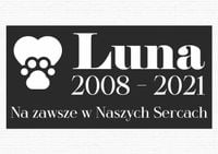 GRAWER Tablica nagrobna nagrobkowa dla zwierząt kota psa czarna 20x10 cm