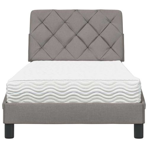 Łóżko z materacem, taupe, 90x190 cm, obite tkaniną na Arena.pl