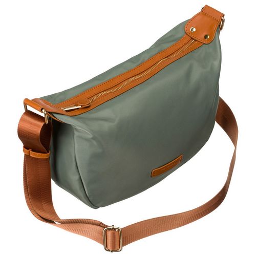 nylonowa listonoszka damska w zielono-brązowym kolorze z zewnętrzną na Arena.pl