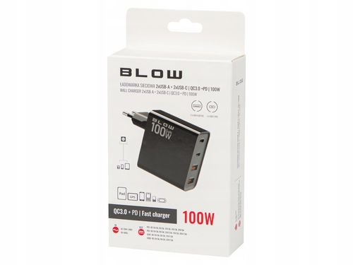 SZYBKA ŁADOWARKA SIECIOWA GaN 100W 2x USB 2x USB-C QC 3.0 + PD UNIWERSALNA na Arena.pl