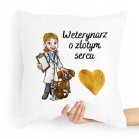 Poduszka Prezent Dla Weterynarza O Złotym Sercu Z Nadrukiem Ze Zdjęciem Z N