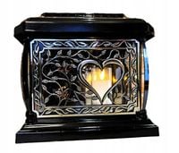 LUSTRZANY DUŻY CZARNY PANTEON ZNICZ SERCE SREBRNE NA GRÓB