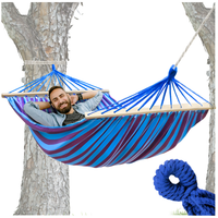 HAMAK Z POPRZECZKĄ DRĄŻKIEM OGRODOWY JEDNOOSOBOWY 200 X 80 150 KG MOCNY