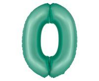 Balon foliowy cyfra "0" zielony miętowy matowy, 76 cm