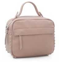 VERA PELLE torebka skórzana kuferek listonoszka z paskiem V167 j.różowa