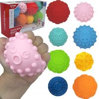PIŁECZKI SENSORYCZNE DO ĆWICZENIA MASAŻU 8 MIĘKKICH PIŁEK KULE Z WYPUSTKAM