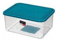 Pojemnik prostokątny do przechowywania żywności MAX 4,0 L przezroczysty turkusowa pokrywa