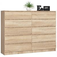 Komoda do sypialni, 10 szuflad, STILO, 160x40x121 cm, dąb  | TYLETEGOTU
