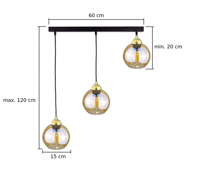 Lampa wisząca 3xE27 AMBRE GOLD zdjęcie 4