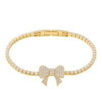 bransoletka na rękę stal chirurgiczna pozłacana 14k złotem, kokardka