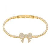 bransoletka na rękę stal chirurgiczna pozłacana 14k złotem, kokardka