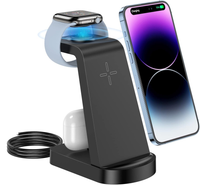 Stacja Ładowania 3W1 Bezprzewodowa Czarna Do iPhone Apple Watch AirPods