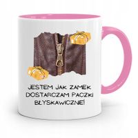 Kubek Różowy Dla Kuriera Dostarczam Błyskawicznie Z Nadrukiem Ze Zdjęciem