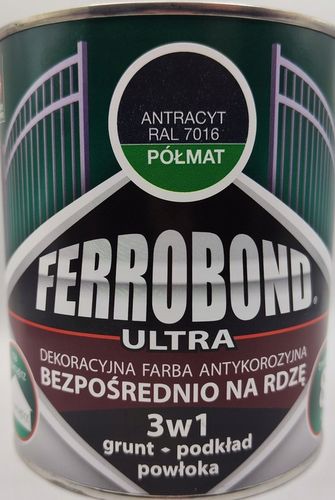 Ferrobond Ultra ANTRACYT PÓŁMAT 0,7L RAL 7016 farba antykorozyjna na rdzę na Arena.pl