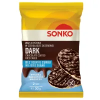 Sonko Wafle ryżowe w czekoladzie deserowej bez dodatku cukru 30 g