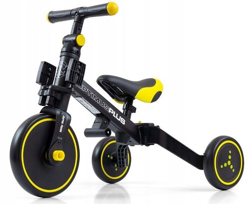 Milly Mally Rowerek 4w1 Optimus Plus Black Czarny Żółty z Rączką Regulowany na Arena.pl