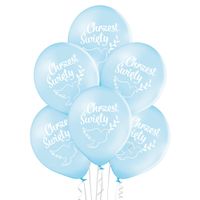balony 30 cm chrzest św. niebieskie 6szt.