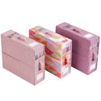 Organizer na Pościel Pudełko do Szafy Zestaw 3 szt Różowy 38x32x11,5 cm