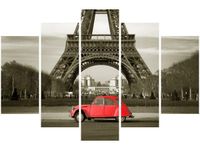 OBRAZ CZERWONY CITROEN 2CV WIEŻĄ EIFFLA