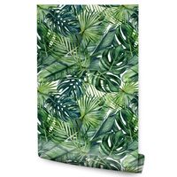 Tapeta W Rolce Malowane LIŚCIE Tropikalne Bananowiec Monstera Akwarele