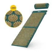 duża mata do akupresury z poduszką XL - zielony-złoty