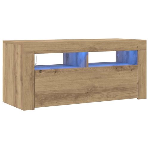 Szafka pod TV z oświetleniem LED, dąb artisan, 90x35x40 cm na Arena.pl