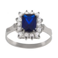 SREBRNY PIERŚCIONEK Z SZAFIREM PRÓBA SREBRA 925