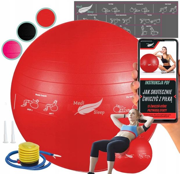 PIŁKA GIMNASTYCZNA REHABILITACYJNA DO ĆWICZEŃ FITNESS ZESTAW Z POMPKĄ 65cm zdjęcie 1