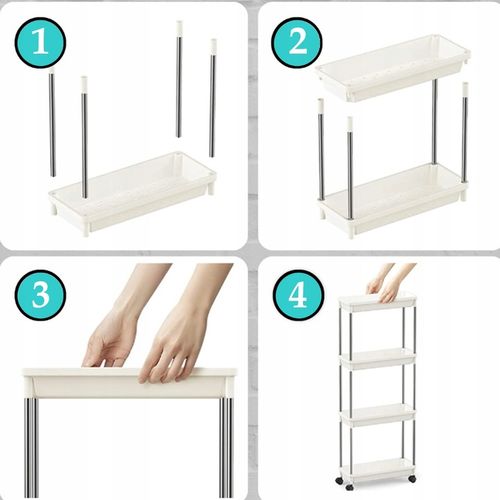 PÓŁKA ŁAZIENKOWA SZAFKA KUCHENNA REGAŁ MOBILNY NA KÓŁKACH 4 POZIOMY na Arena.pl