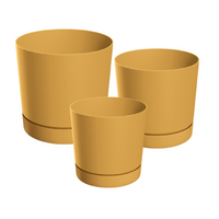 Doniczka okrągła Tubo + podstawka Zestaw 3szt.