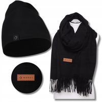 ZESTAW SZAL Z FRENDZLAMI KLASYCZNY CZAPKA DAMSKA DELIKATNY PRĄŻEK MORAJ