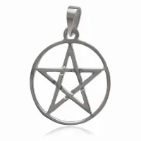 OKRĄGYŁY SREBRNY WISIOREK GWIAZDA PITAGOREJSKA PENTAGRAM TALIZMAN AMULET