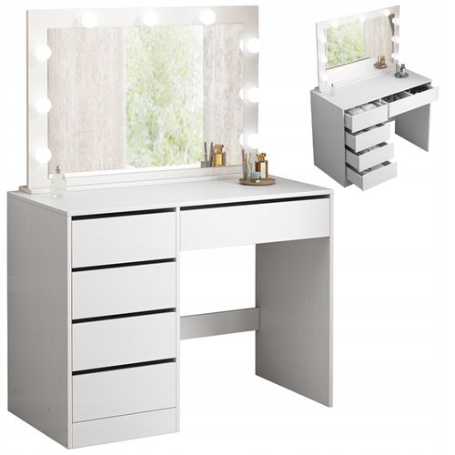 Toaletka kosmetyczna do makijażu wizażu z lustrem led nowoczesna glamour bi na Arena.pl