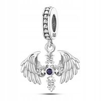 Zawieszka SREBRO 925 Charms Koralik Skrzydła Krzyż